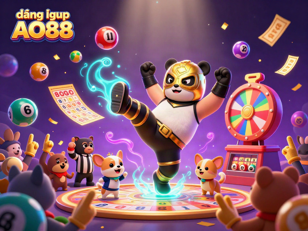 Experience the thrill of đăng nhập AO88 with vibrant lottery elements, animal spectators, and dynamic action.
