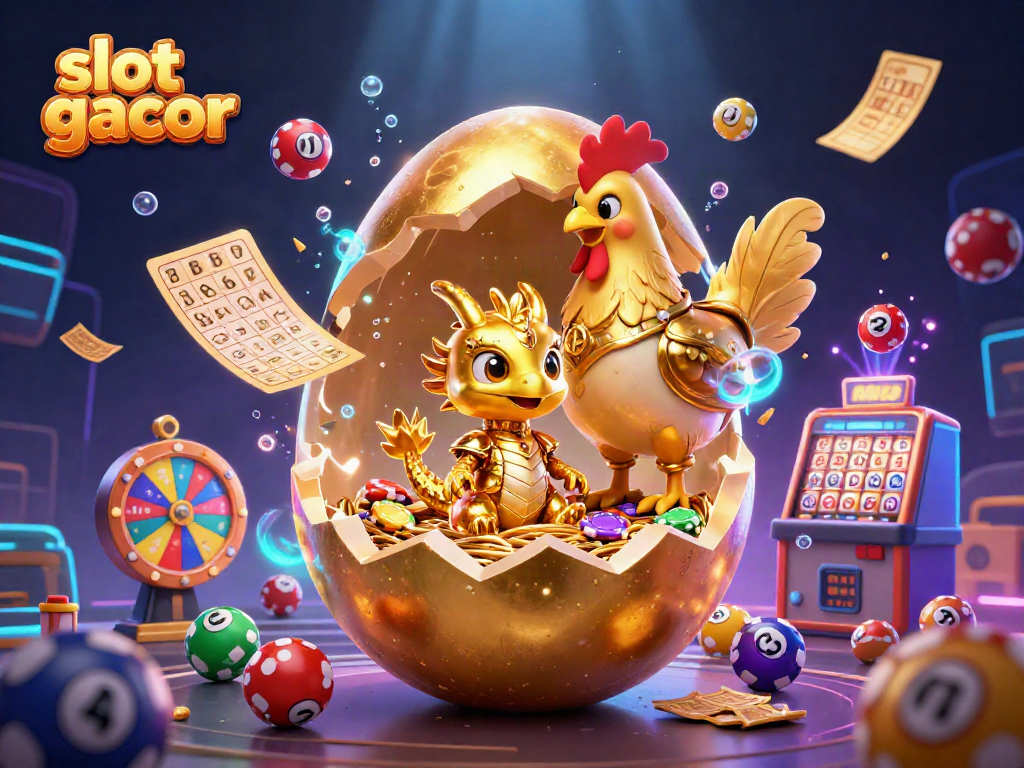 Engage with the thrilling world of slot gacor featuring a golden dragon and festive casino elements.