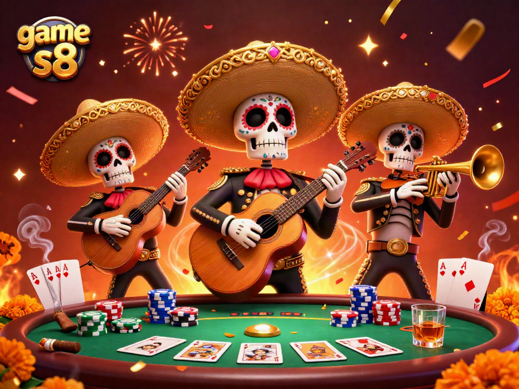 Engage with the dynamic game s8 scene featuring celebratory casino elements and vibrant characters.