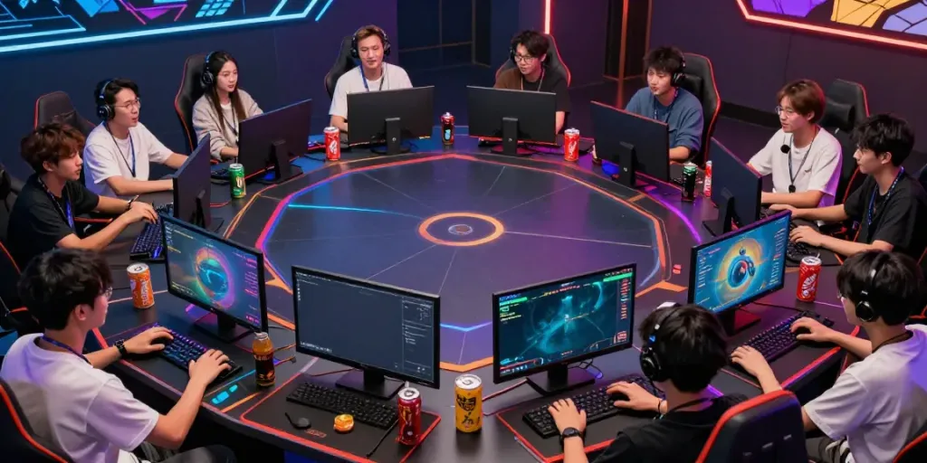 Exciting ROKOK88 gaming scene with players choosing from eight gaming paths.