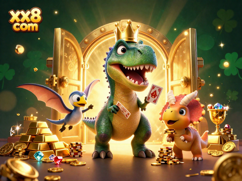 Experience winning moments at xx8 com with our engaging casino-themed 3D illustration.