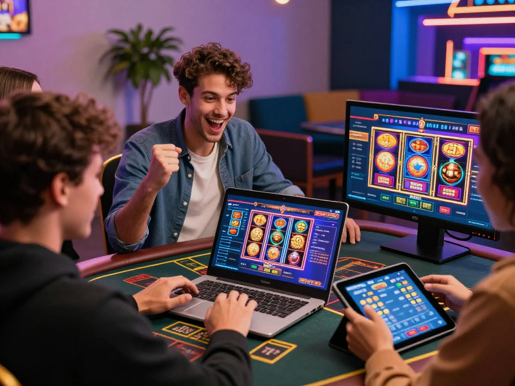 Raja328 online gaming excitement with players engaged in a vibrant casino platform.