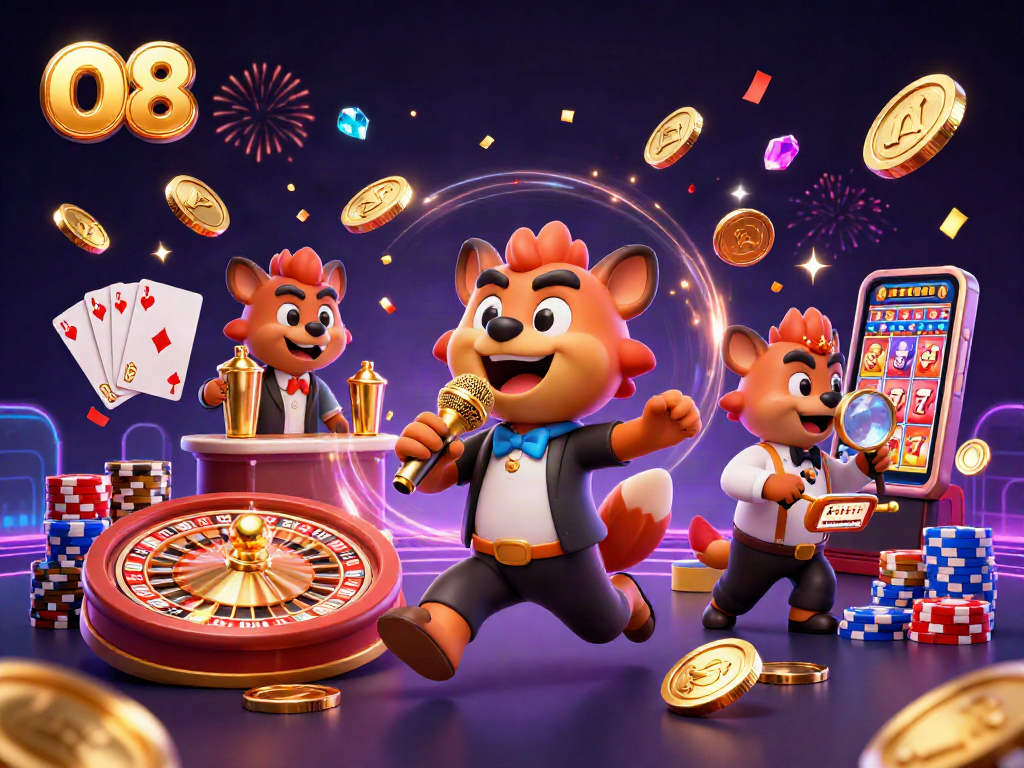 Experience the vibrant energy of O8 with hyenas bringing laughter and fun in a casino atmosphere.