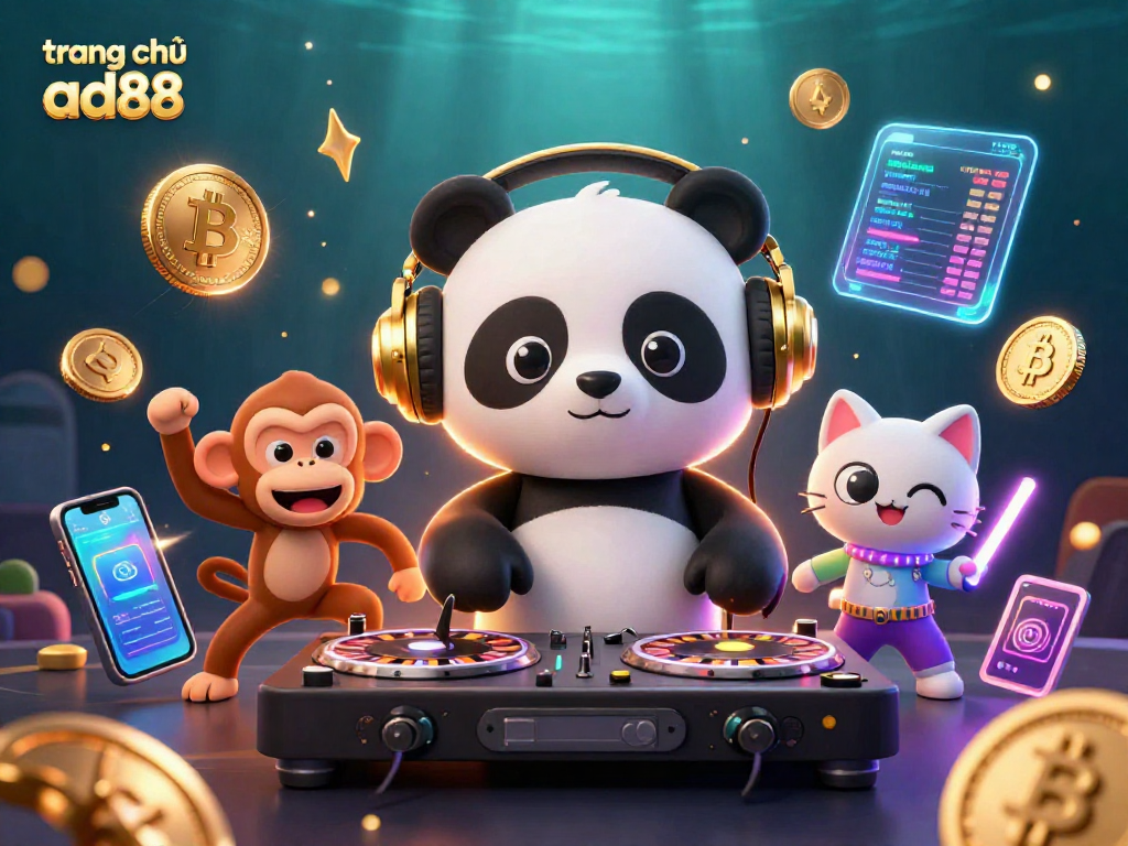 Experience the vibrant energy of trang chủ ad88 with unique 3D characters celebrating on the casino dance floor.