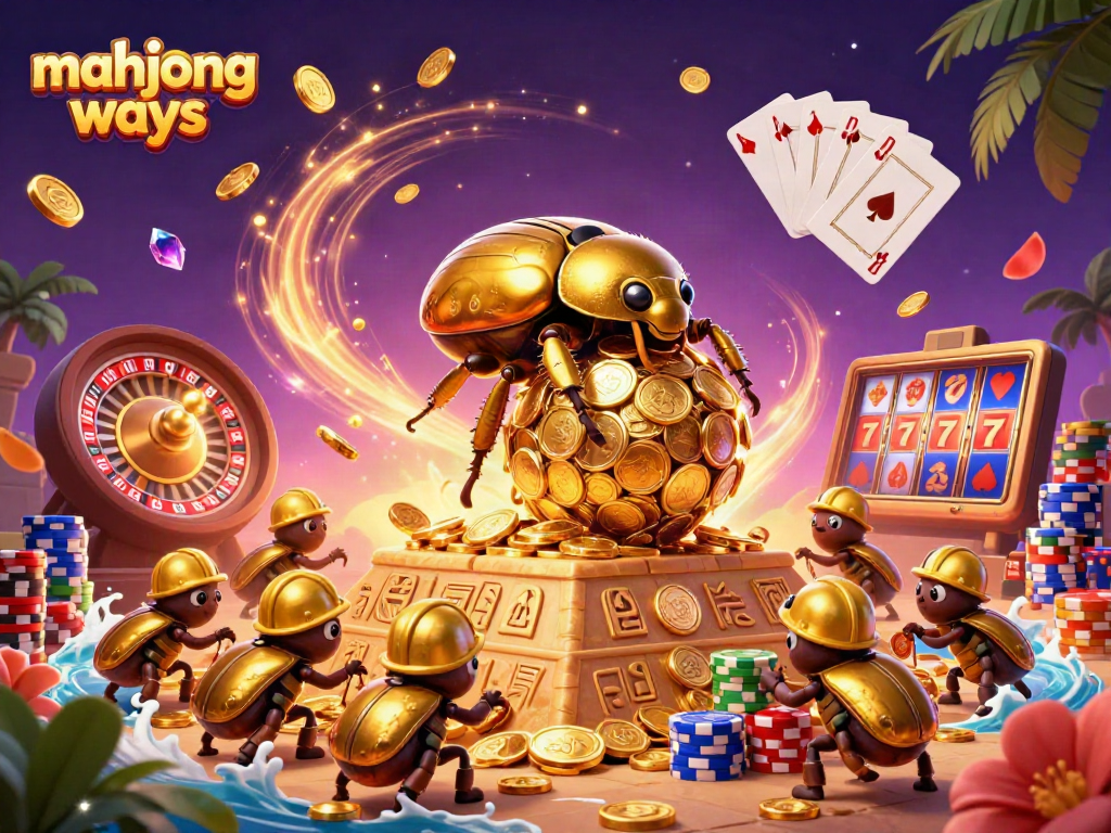 Experience the excitement of mahjong ways with rolling golden coins, vibrant casino elements, and captivating visuals.