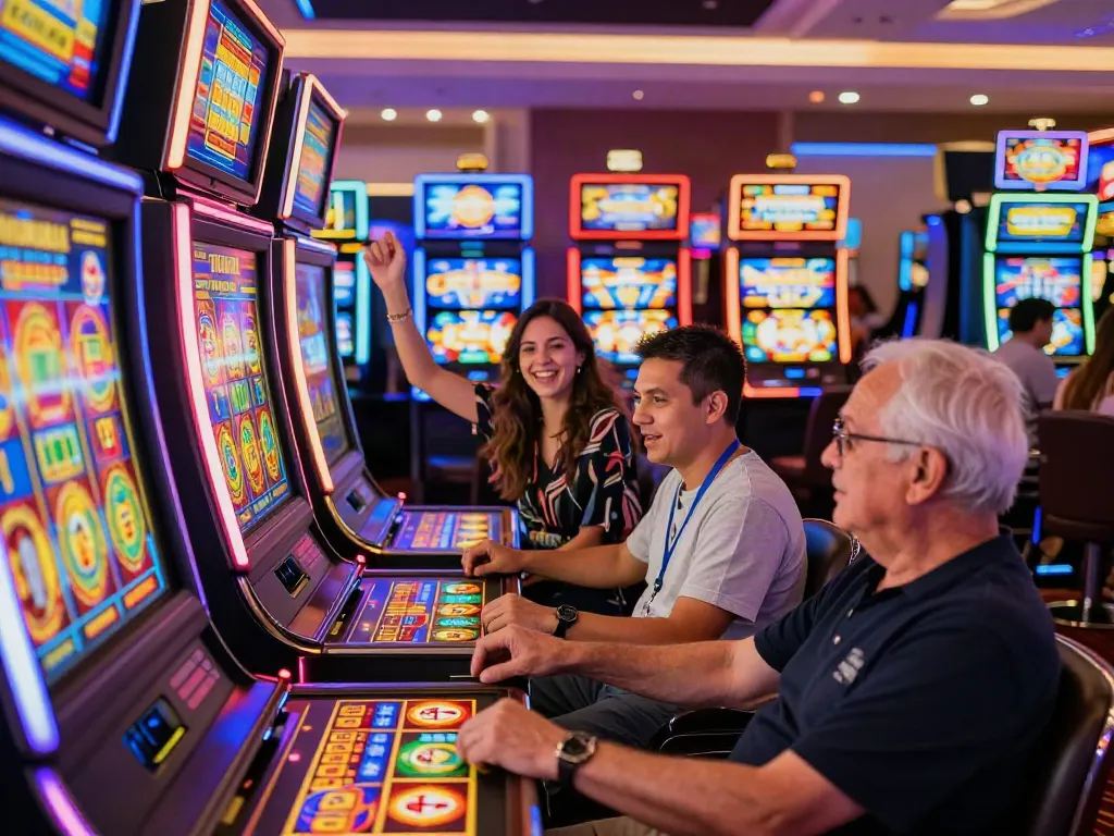 Slot777 menghidupkan suasana kasino dengan pemain yang bersemangat memenangkan jackpot.