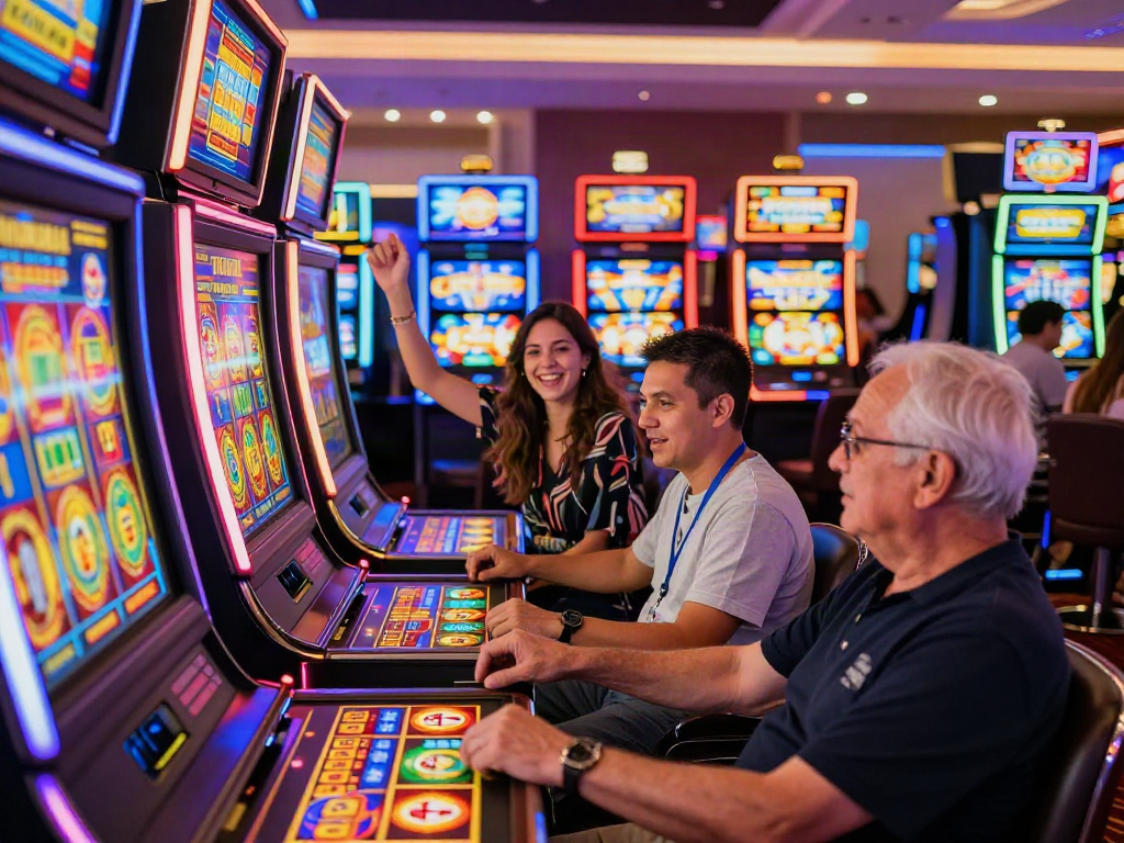 Slot777 menghidupkan suasana kasino dengan pemain yang bersemangat memenangkan jackpot.