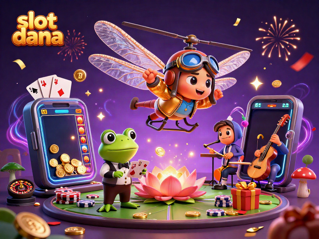 Slot dana yang menguntungkan dengan suasana kasino penuh elemen slot yang menarik.