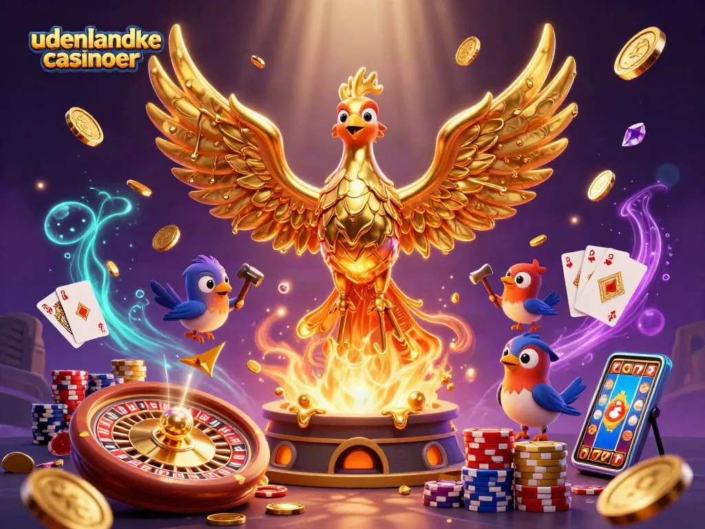 Experience udenlandske casinoer with a thriving 3D scene of winning elements and vibrant graphics.