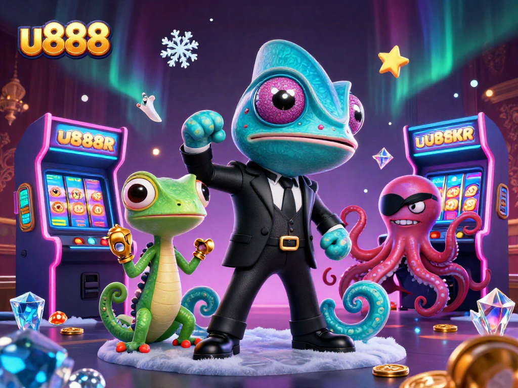 Experience thrilling gameplay at u888 with colorful arcade-style machines and engaging characters.