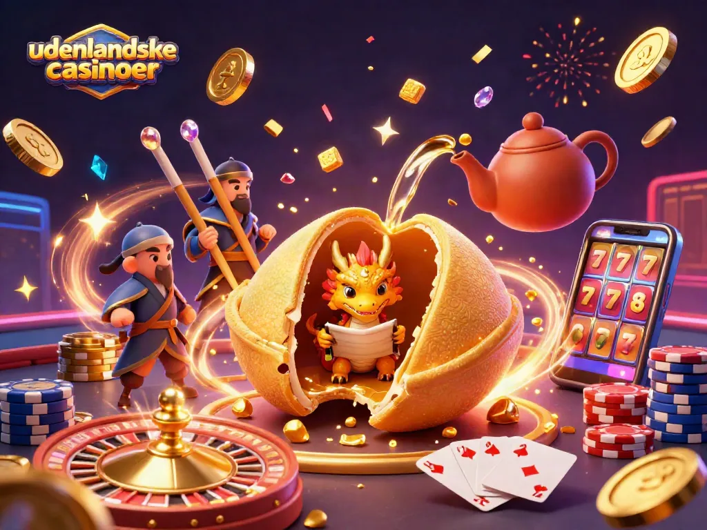 Experience gaming excitement with udenlandske casinoer in this vibrant 3D casino illustration.