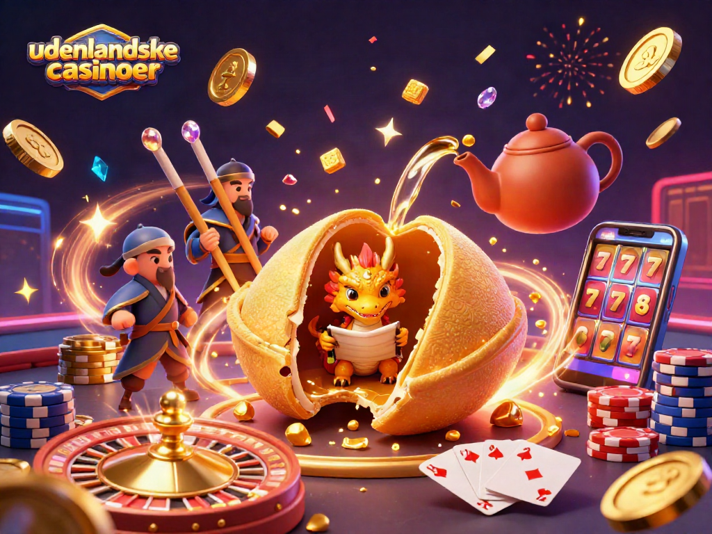 Experience gaming excitement with udenlandske casinoer in this vibrant 3D casino illustration.