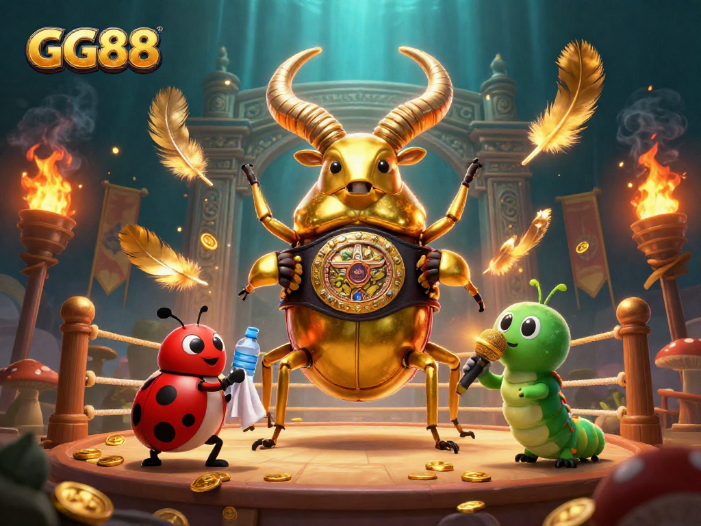 GG88 highlights fierce combat in an online casino setting with vibrant characters and dynamic gambling elements.