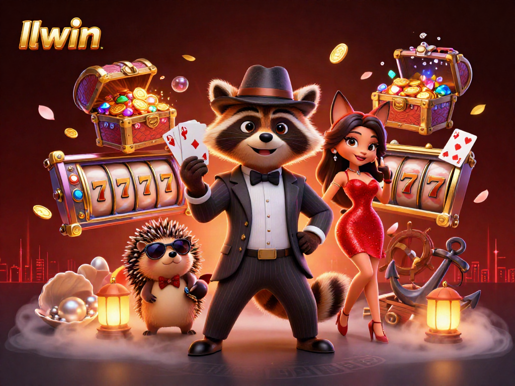 Engage with llwin while enjoying a vibrant 3D casino scene featuring rich gaming elements.
