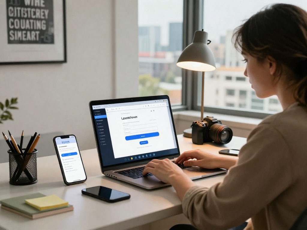 User accessing LAVOWIN login on laptop, showcasing a modern digital experience and intuitive interface for seamless connectivity.