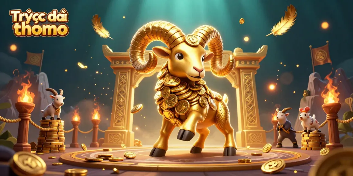 Experience the excitement of Trực tiếp đá gà thomo with a dynamic 3D illustration featuring a charging golden ram.