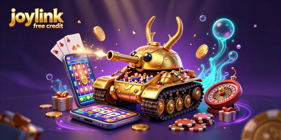 Experience joylink free credit with a dynamic gambling illustration featuring a golden beetle casino tank.