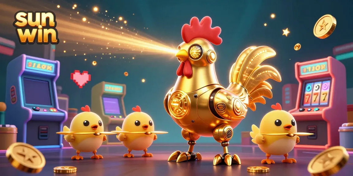 Play exciting games and win at sun win with immersive 3D illustration featuring casino elements.