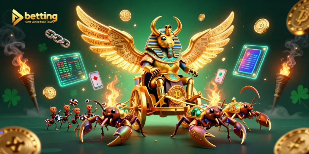 Engage in exciting betting sider uden dansk licens with a grand 3D casino scene filled with vibrant elements.