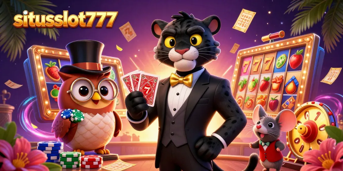 Experience exciting spins and wins with situsslot777 in a vibrant casino-themed 3D illustration.