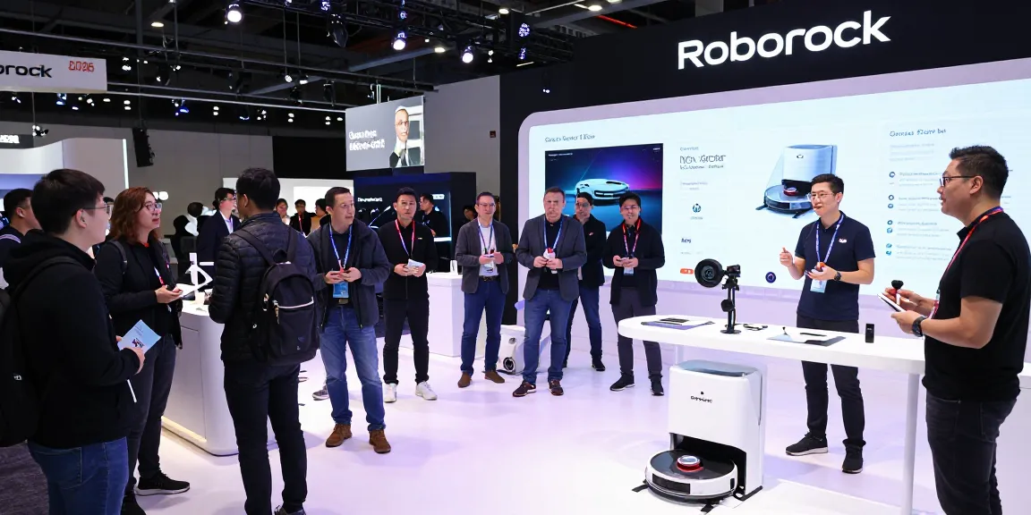 Roborock 2026 showcase with the latest robotic vacuums and tech enthusiasts at CES