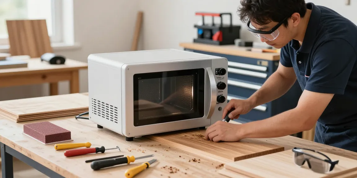 Shashel microwave technology effectively eliminates woodworms in a modern workspace.