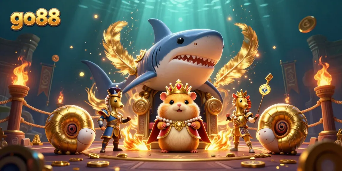 Engage with go88's ultimate gaming experience featuring a fearless hamster king in a vibrant casino arena.