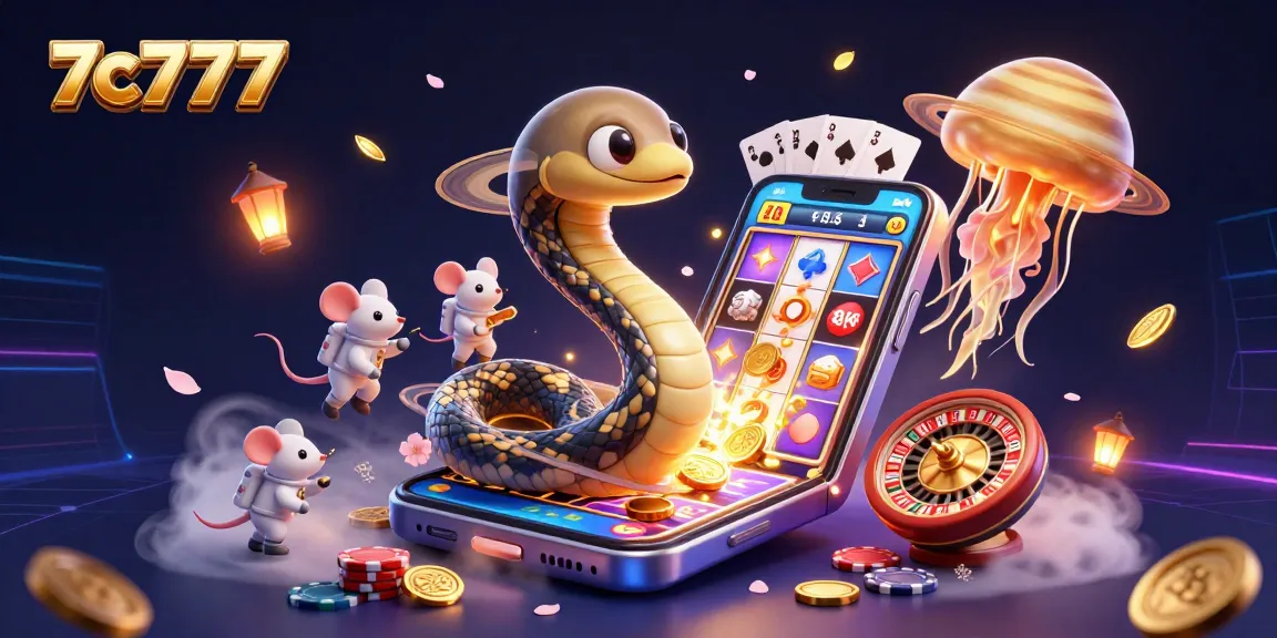 Engage with 7c777 as astronauts bet on a space-themed roulette in a vibrant cosmic casino scene.