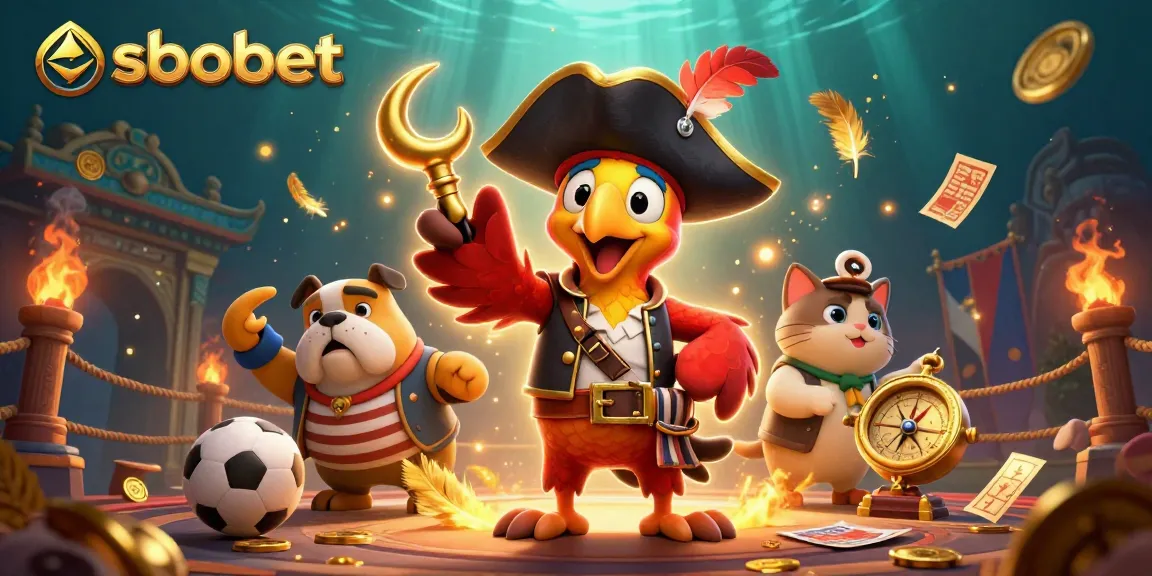 Engage in thrilling sbobet sports betting with cartoon characters in an energetic atmosphere.