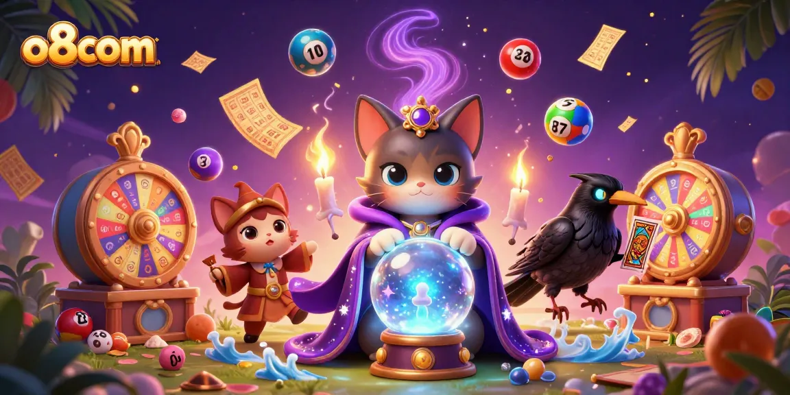Engage with thrilling gaming experiences at o8com with vibrant lottery elements and mystical characters.