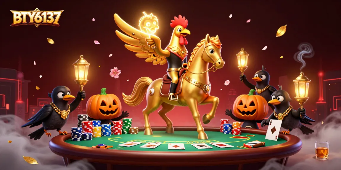 Engage with the colorful BTY6137 scene featuring a golden rooster navigating the casino.