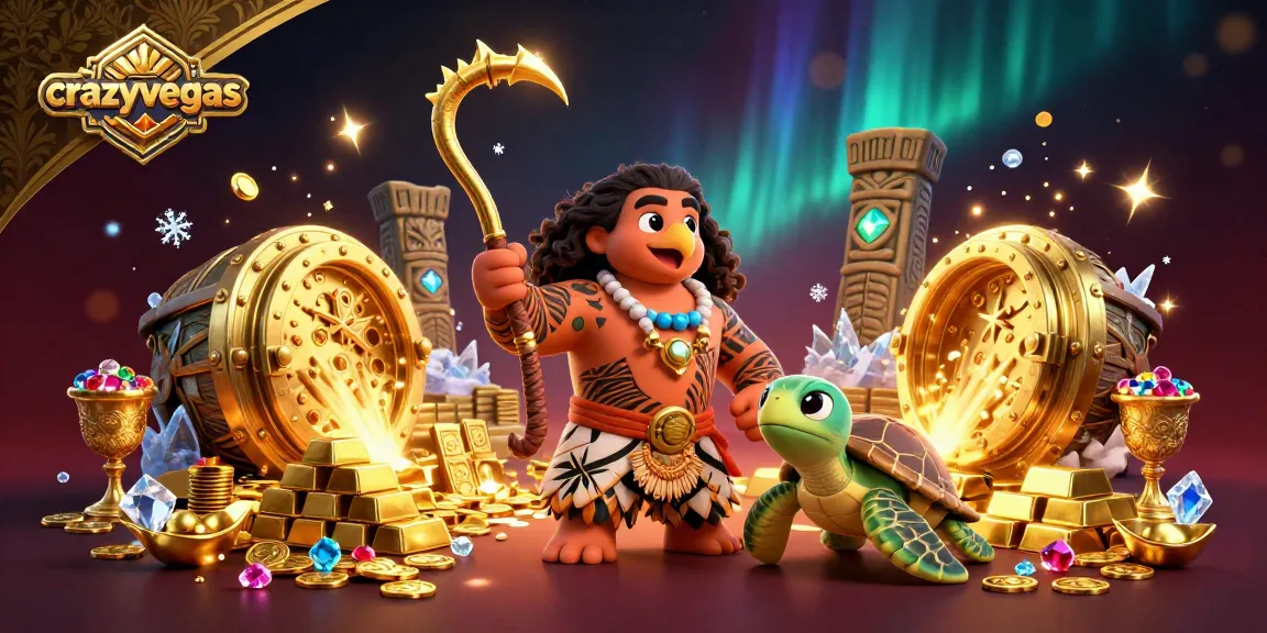 Experience the thrilling wins at crazyvegas with the Polynesian demigod and treasure-filled scene.
