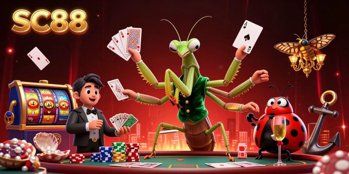 Experience the thrilling world of SC88 with a vibrant casino scene featuring card games and glamour.