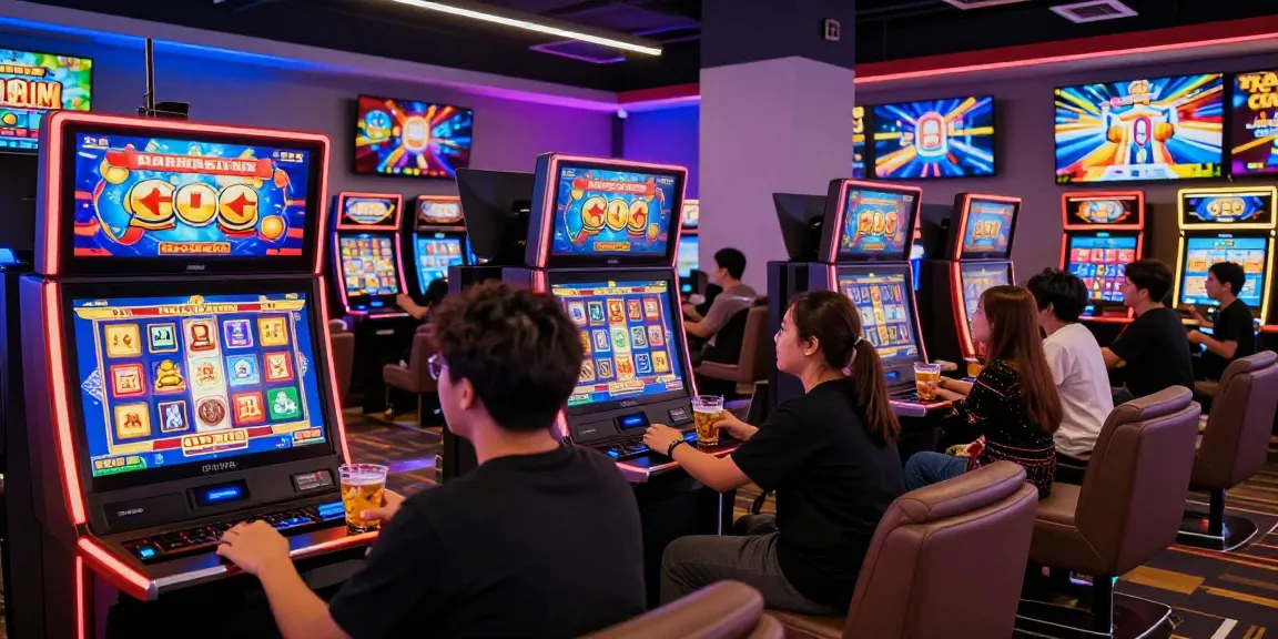Players celebrating a big win on slot gacor games in a lively gaming lounge.
