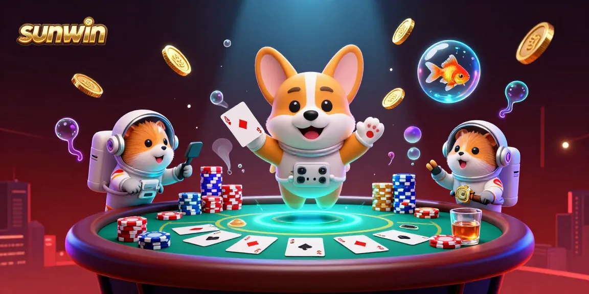 Experience exciting gameplay at sunwin with vibrant illustrations of casinos, chips, and poker action.